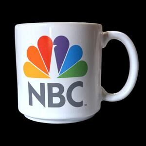 NBC Employee Coffee Mug White Ceramic Glazed with Peacock Logo